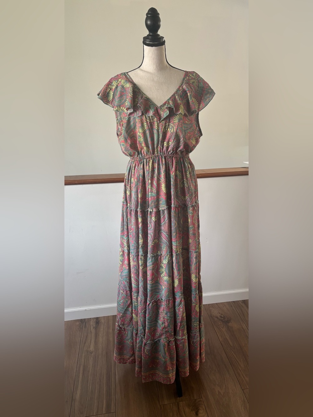 Anthropologie Boemo Paisley Boho Tiered Maxi Dress